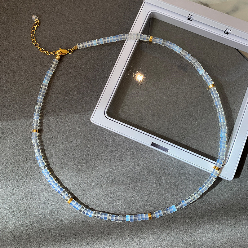 European And American Ins Natural Stone Colored Beaded Necklace Female