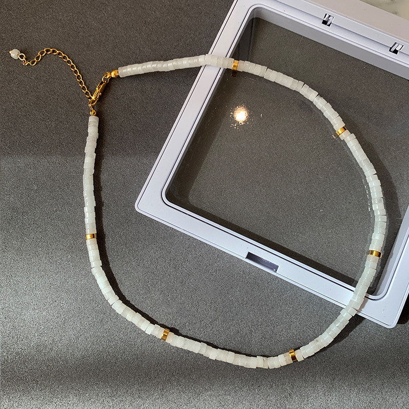 European And American Ins Natural Stone Colored Beaded Necklace Female