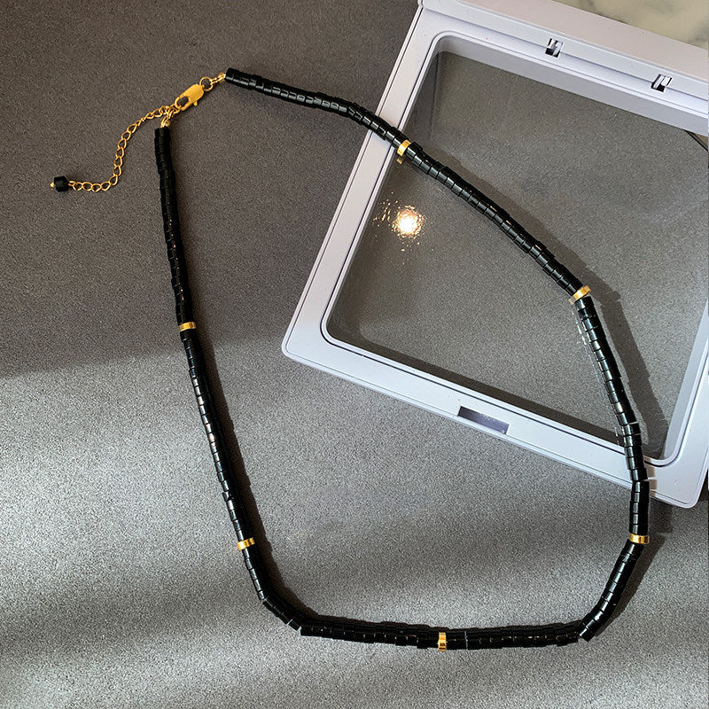 European And American Ins Natural Stone Colored Beaded Necklace Female