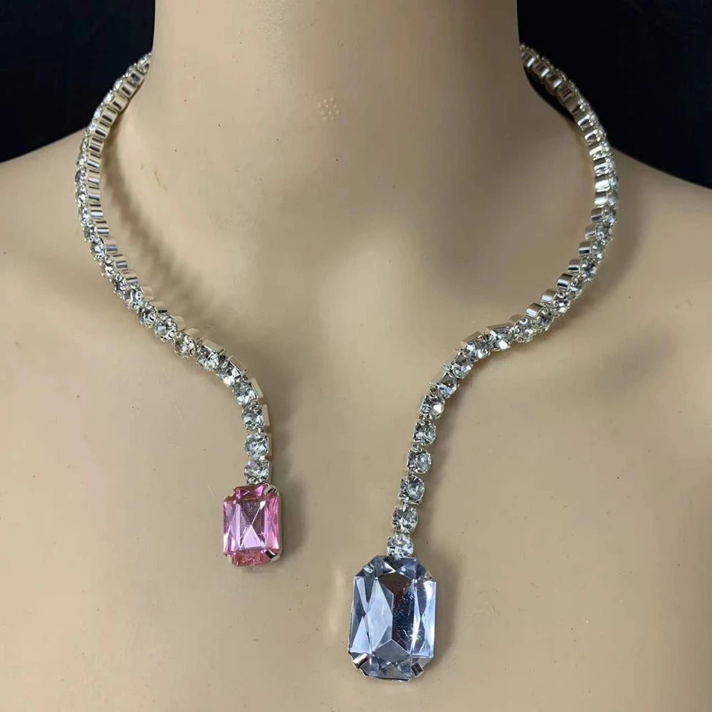 Colored Diamond Neck Chain Fashion Sexy Full Diamond Women