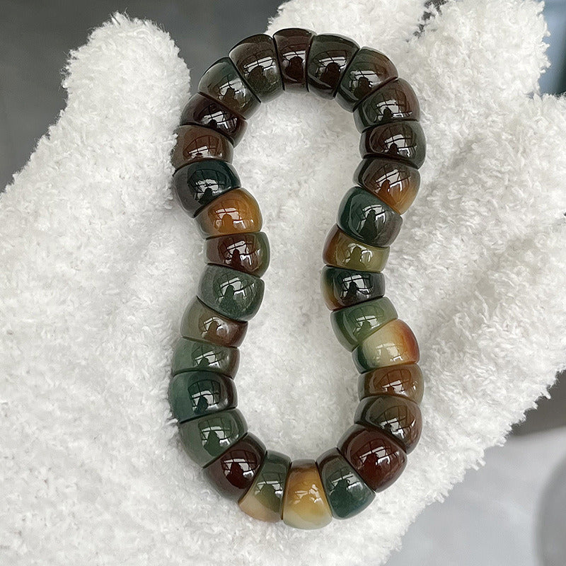 Natural Bodhi Root Floating Flower Gradient Color Around Finger Johor Beads Play Rosary Bracelet