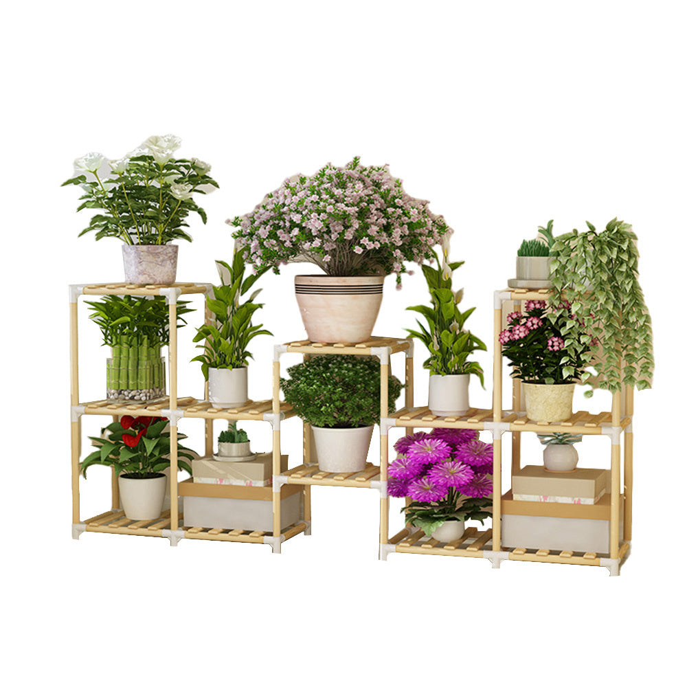 Wooden Multi-Tiered Plant Stand Perfect for Indoor and Outdoor Flower Display