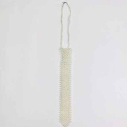 Beaded Flat Cutout Vintage Pearl Tie