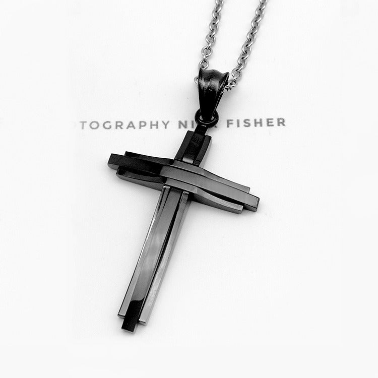 Stainless Steel Titanium Pendant Men's Cross Necklace