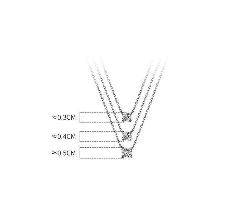 Single Diamond Simple S925 Silver Necklace Women Korean