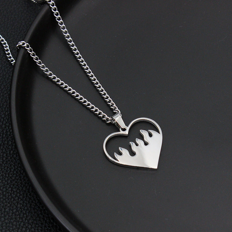 Love Flame Couple Necklace Jewelry Stainless Steel