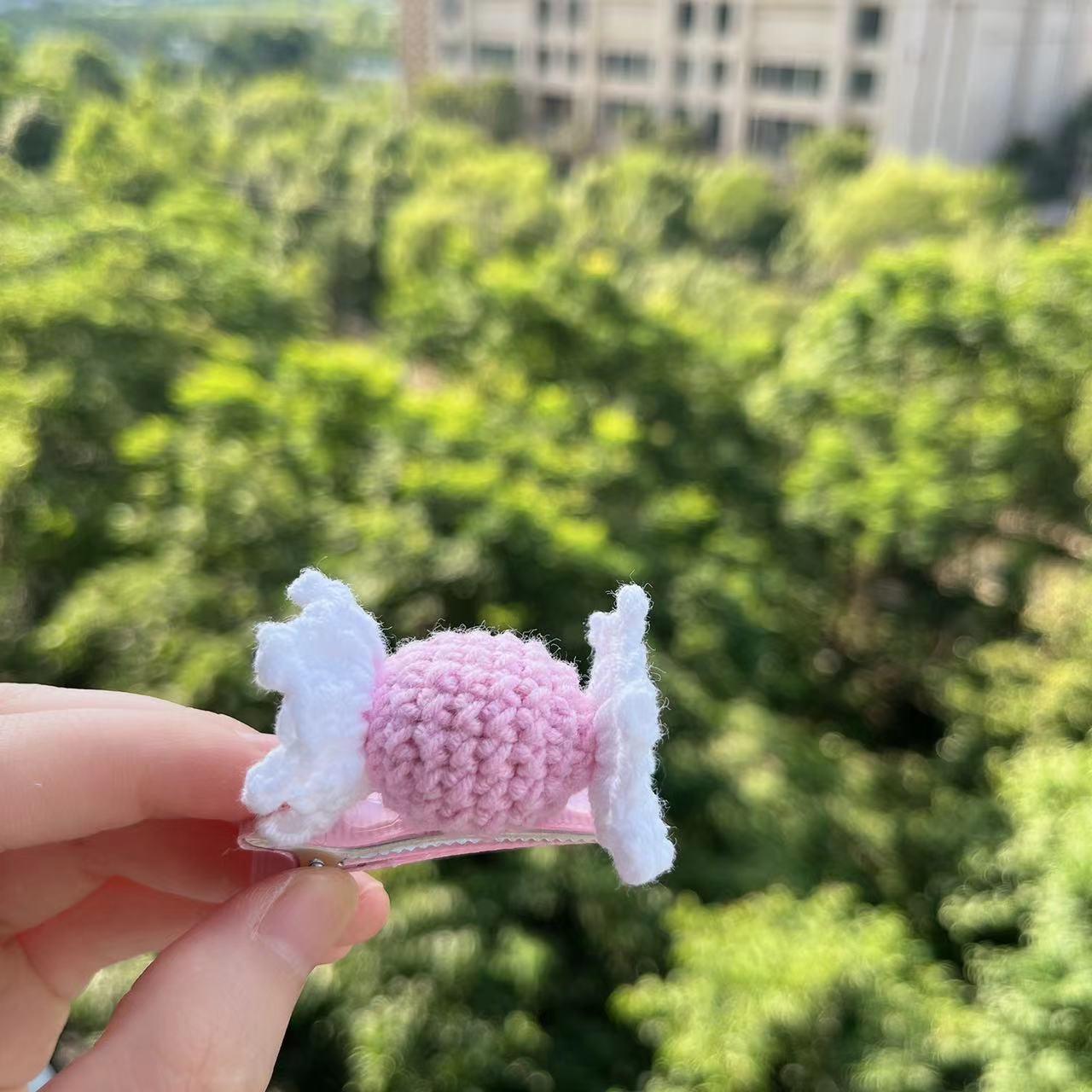 Handmade Wool Crochet Candy Hair Clips