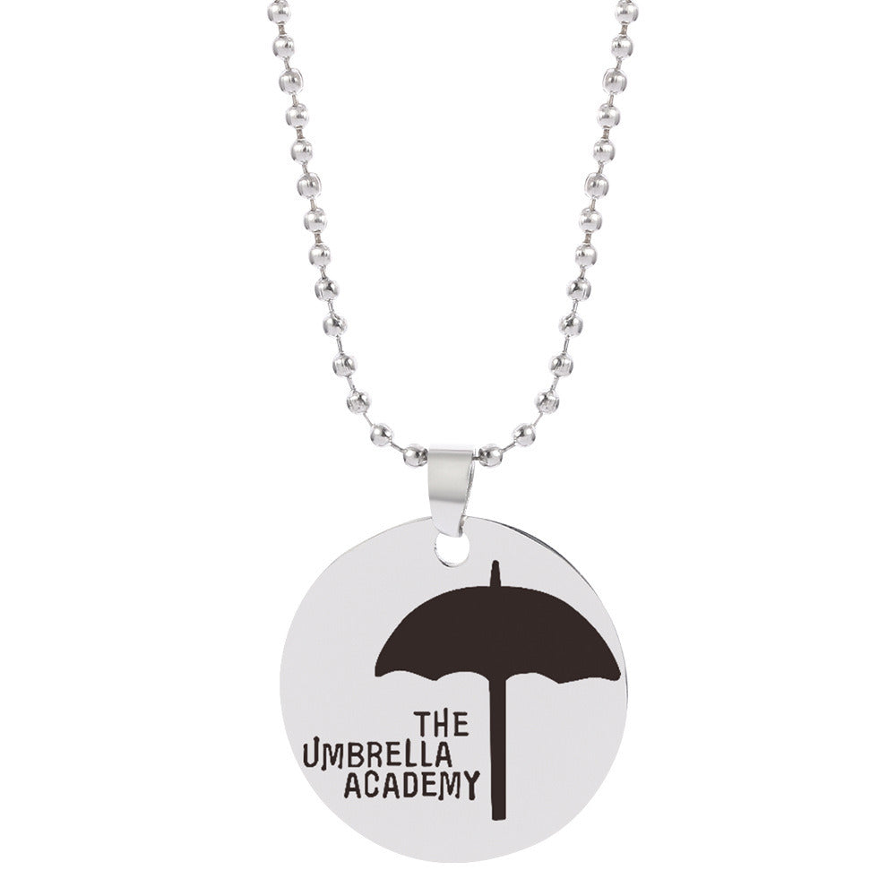 Stainless Steel Simple College Round Necklace