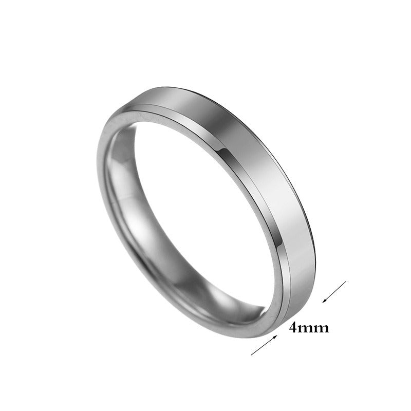4MM Classic Stainless Steel Beveled Smooth Ring