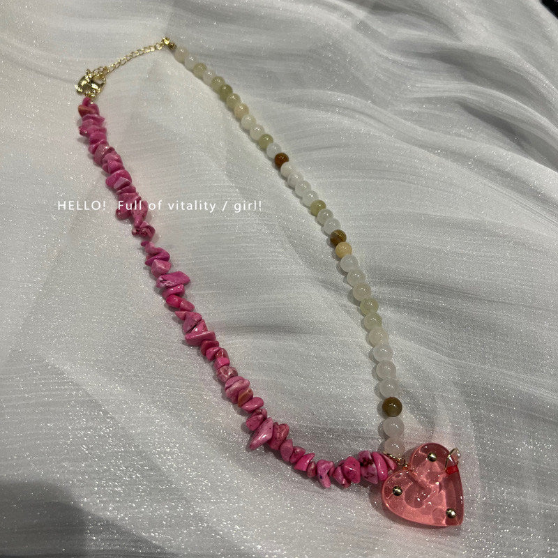 Women's Colourful Beaded Heart Stacked Necklace