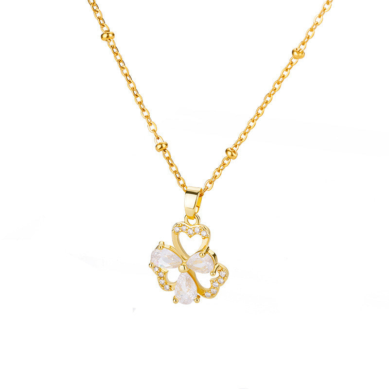 Korean Version Of Four-leaf Clover Series Necklace With Open And Close Magnetic Attraction