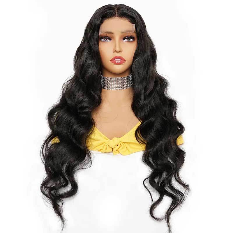 4x4 HD Lace Front Virgin Brazilian Pre Plucked Long 16 24 30 Inches 4*4 Frontal Human Hair Bodywave Body Wave Closure Wig