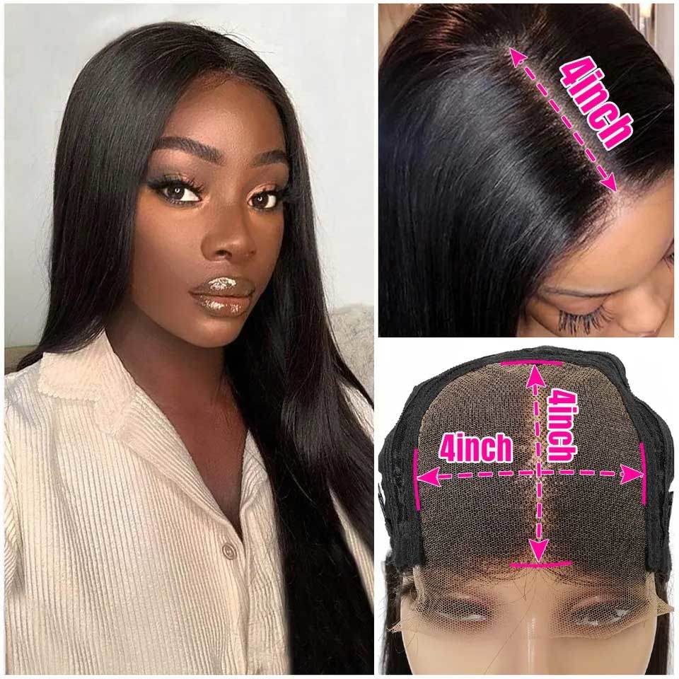 4x4 HD Lace Front Virgin Brazilian Pre Plucked Long 16 24 30 Inches 4*4 Frontal Human Hair Bodywave Body Wave Closure Wig
