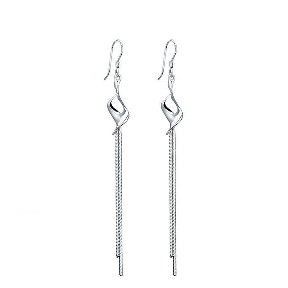 Elegant Female Silvering Earrings Exaggerated Twisted Pieces