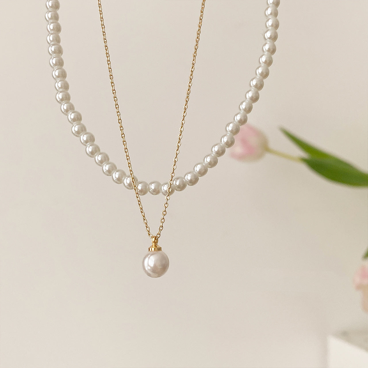 Stacked Double Layer Women's Summer Necklace Collarbone Chain
