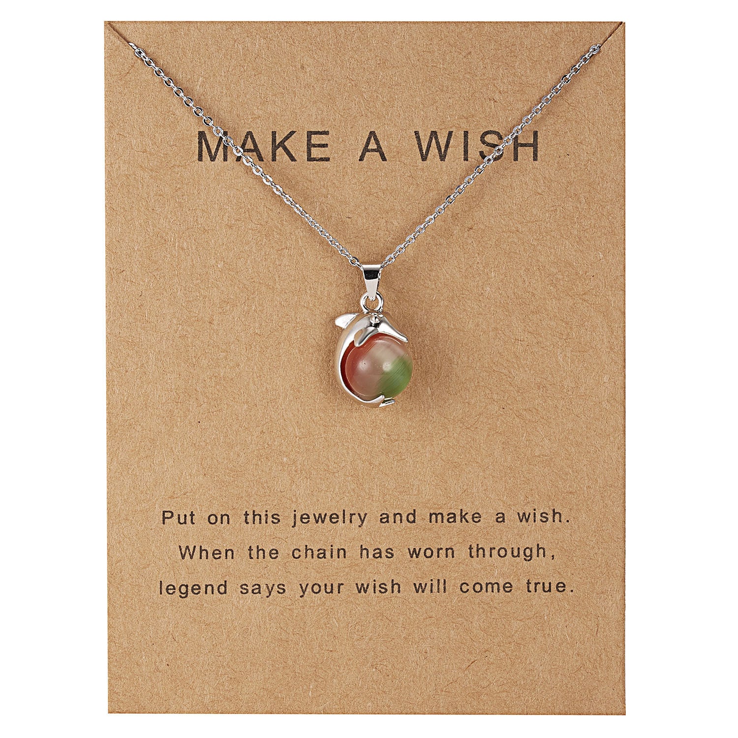 Women's Temperament Dolphin Shape Natural Stone Paper Card Necklace