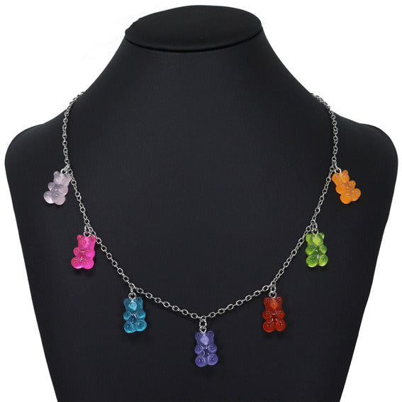 Jewelry Personalized Colorful Bear Pendant Necklace