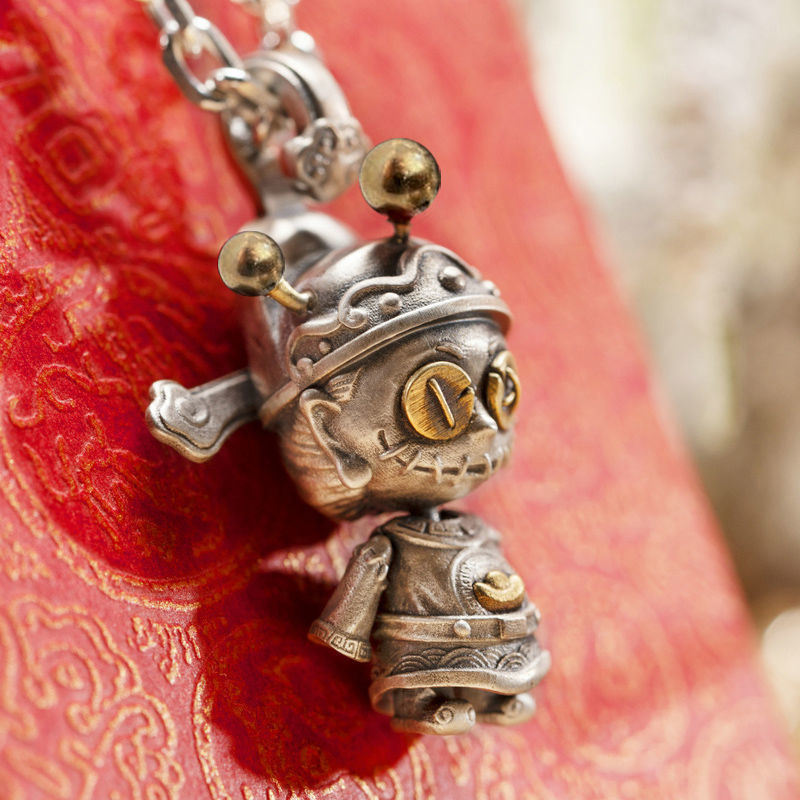 Personality Retro Fashion Silver Voodoo Doll Pendant Necklace