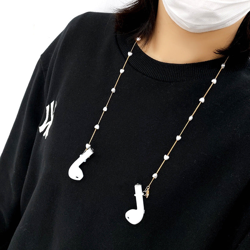 Wireless Bluetooth Headset Anti-lost Necklace Female Pearl Chain