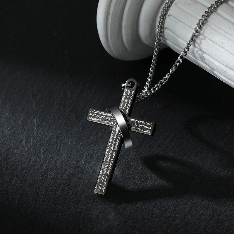 Light Wind Titanium Steel Cross Necklace Sweater Chain Cold