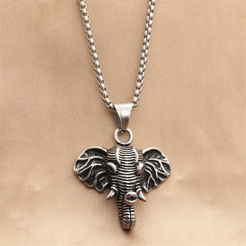 Vintage Personality Dragon Horn Titanium Pendant Stainless Steel Necklace