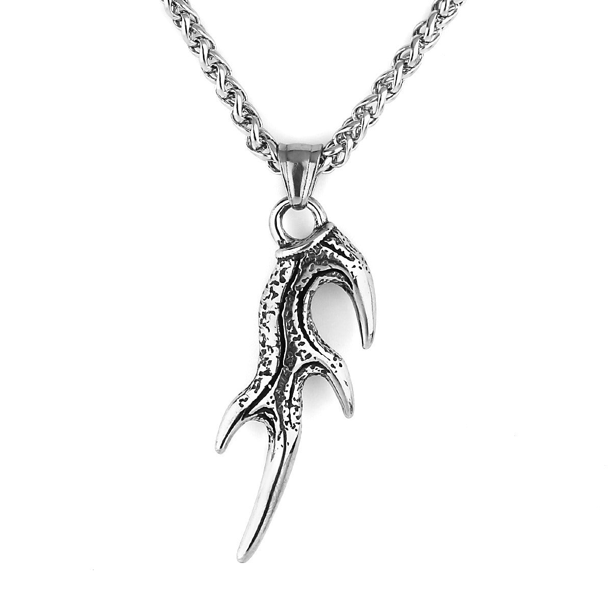 Vintage Personality Dragon Horn Titanium Pendant Stainless Steel Necklace