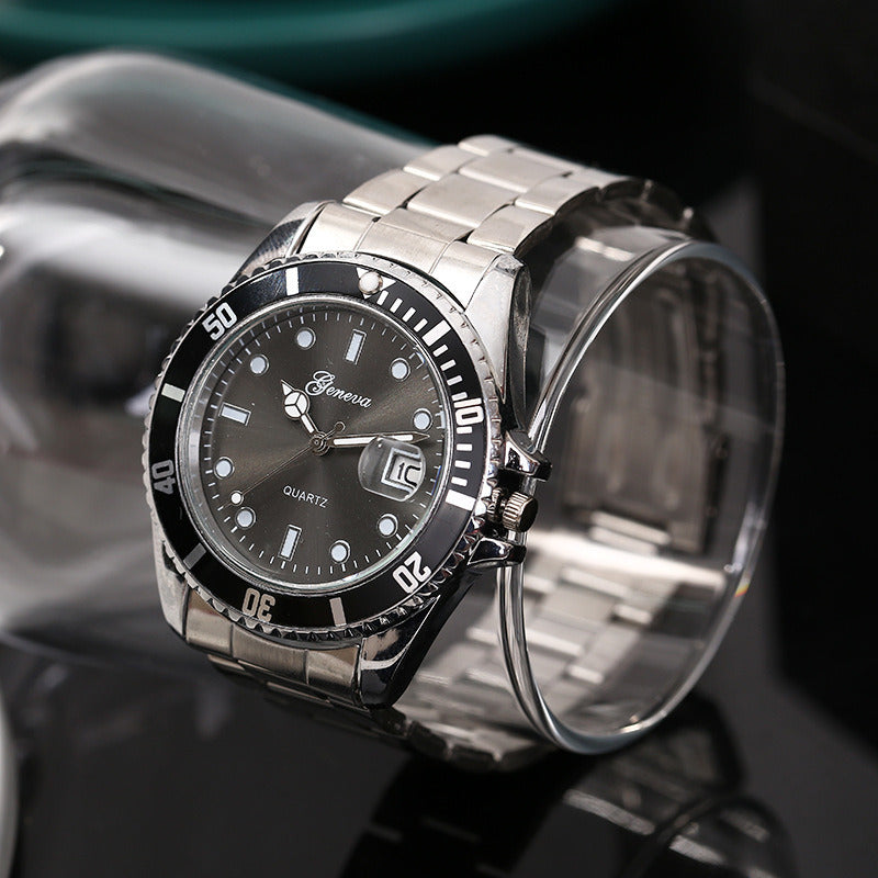 Luminous Business Fashion Steel Belt Calendar Quartz Watch
