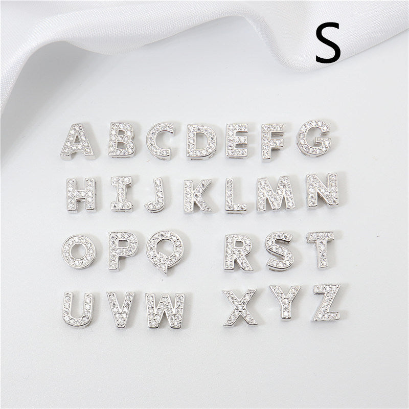 Sterling Silver 26 English Letter Zircon Pendant Necklace