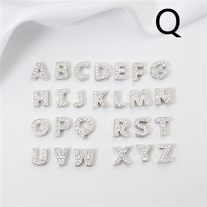 Sterling Silver 26 English Letter Zircon Pendant Necklace