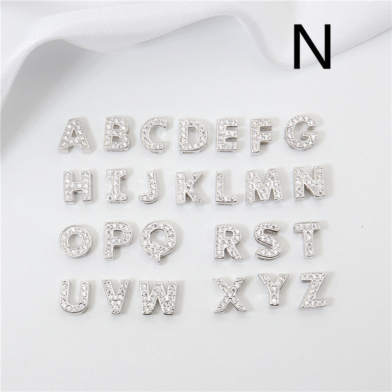 Sterling Silver 26 English Letter Zircon Pendant Necklace