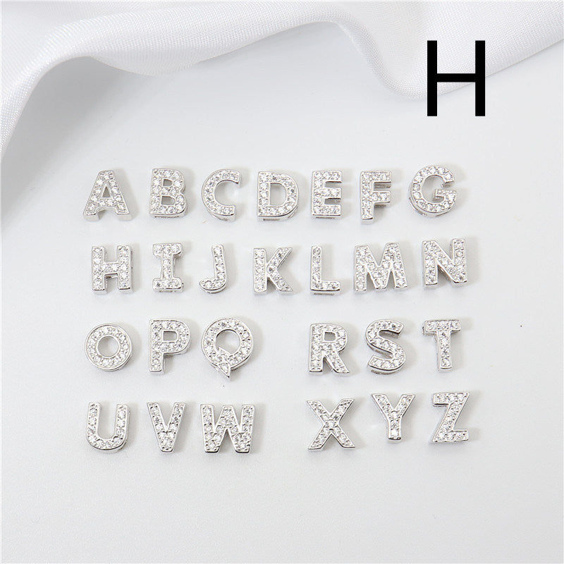 Sterling Silver 26 English Letter Zircon Pendant Necklace