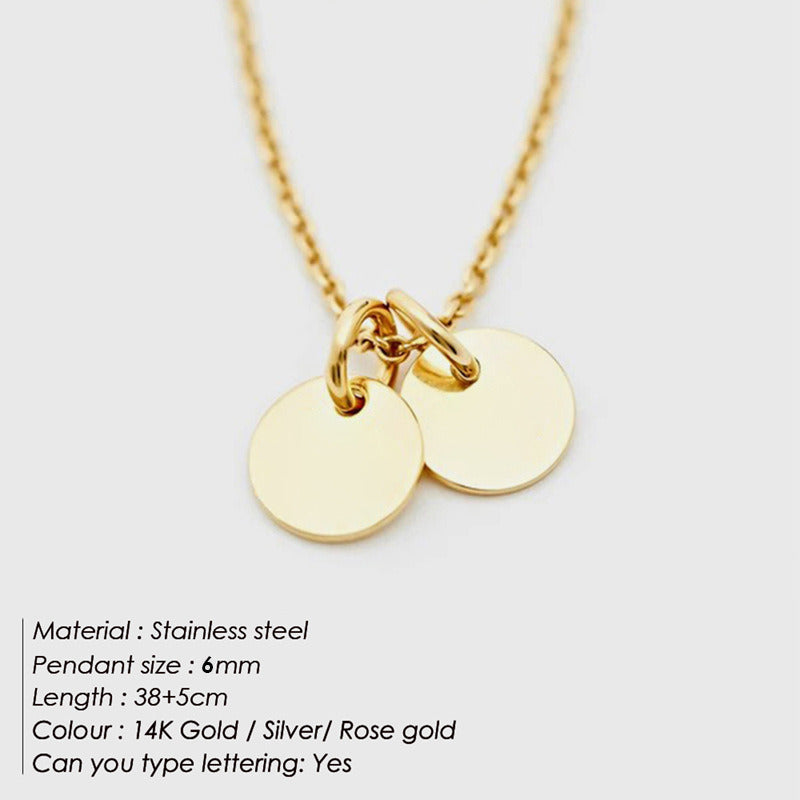 Personality Stainless Steel Necklace 6MM Round Pendant
