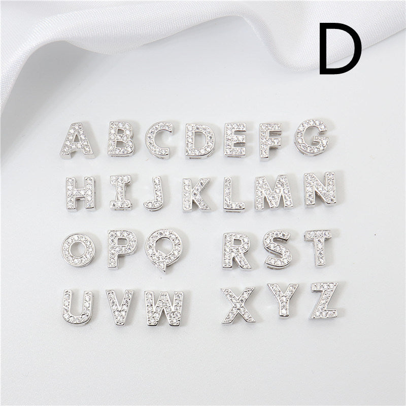 Sterling Silver 26 English Letter Zircon Pendant Necklace