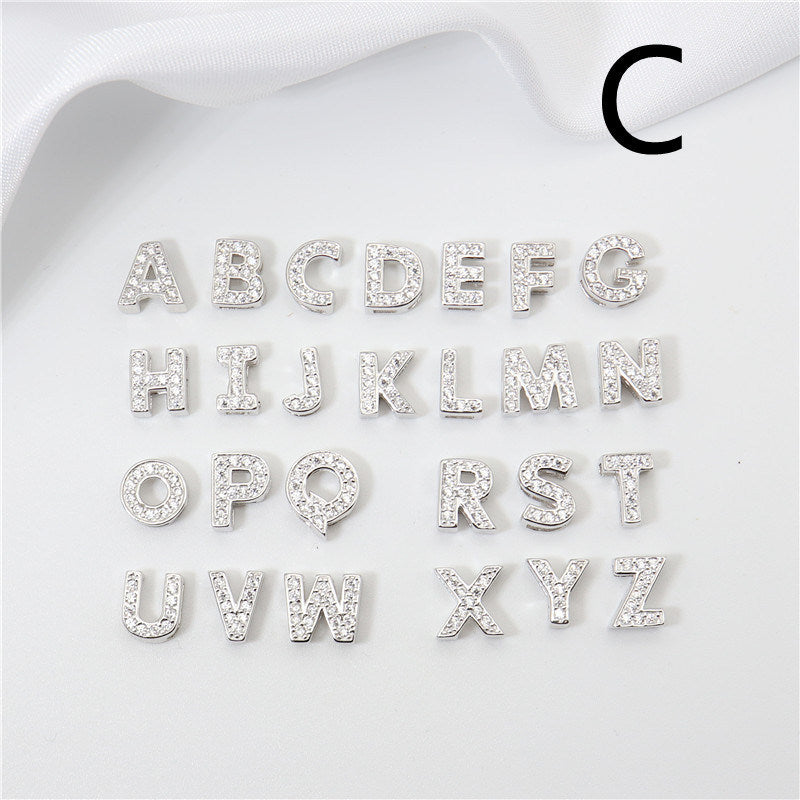 Sterling Silver 26 English Letter Zircon Pendant Necklace