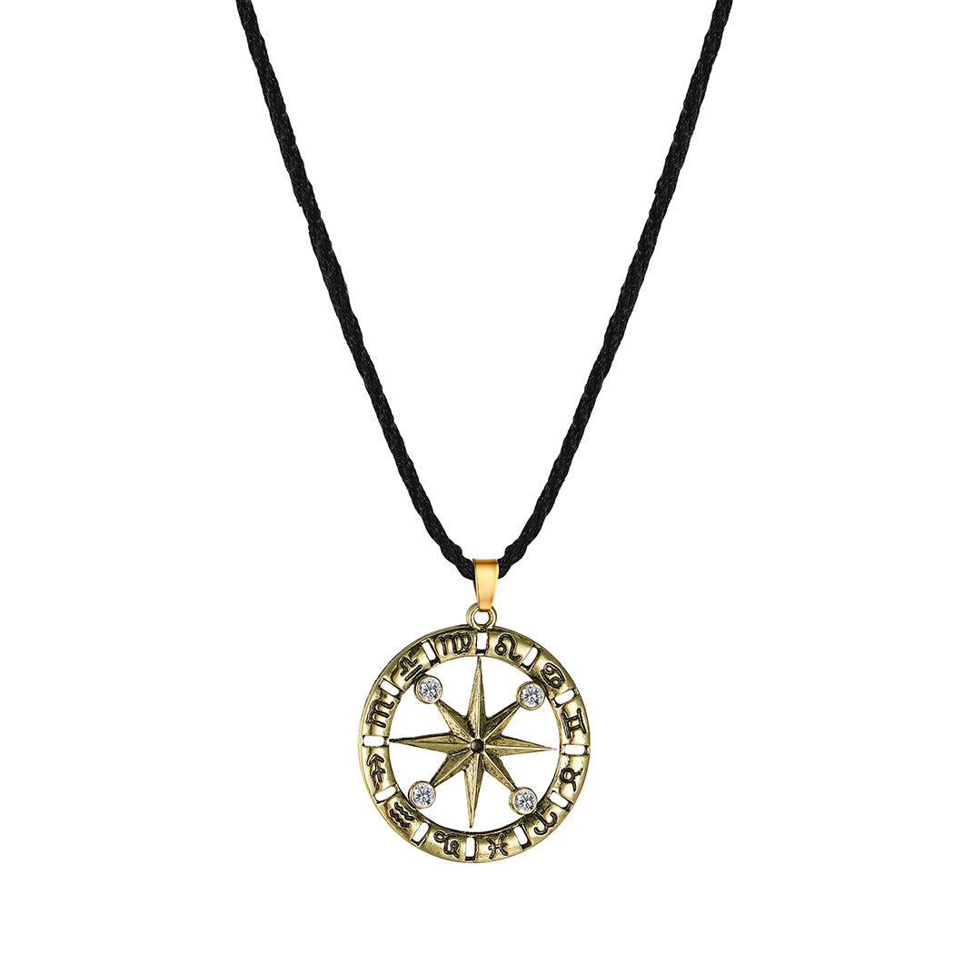 European And American New Compass Pendant Necklace For Men And Women