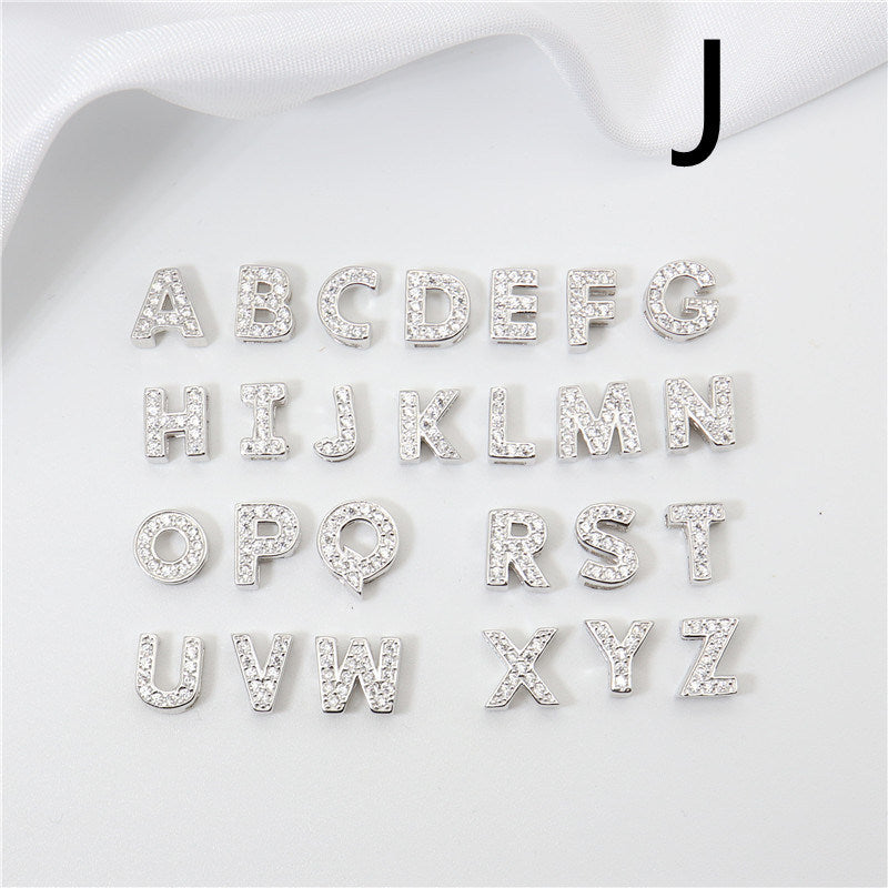 Sterling Silver 26 English Letter Zircon Pendant Necklace