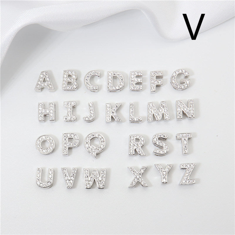 Sterling Silver 26 English Letter Zircon Pendant Necklace