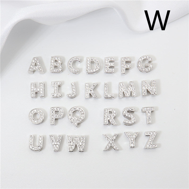 Sterling Silver 26 English Letter Zircon Pendant Necklace