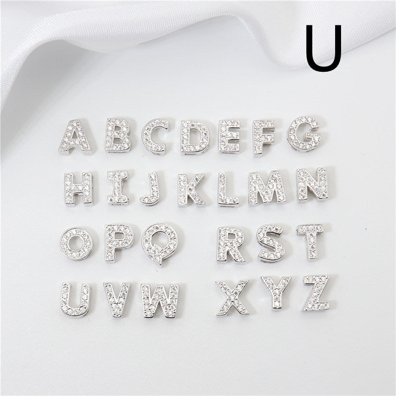 Sterling Silver 26 English Letter Zircon Pendant Necklace