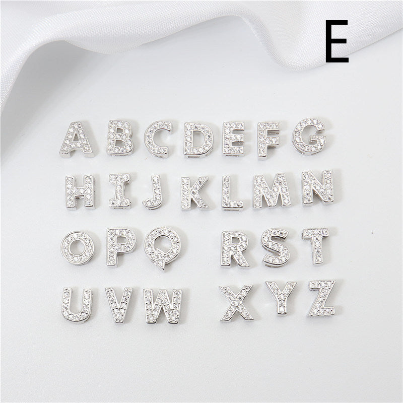 Sterling Silver 26 English Letter Zircon Pendant Necklace