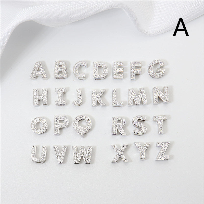 Sterling Silver 26 English Letter Zircon Pendant Necklace