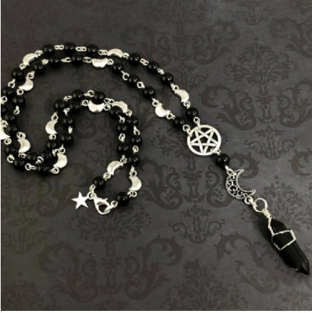 Pendant Necklace Alloy Universal Silver Moon Cutout