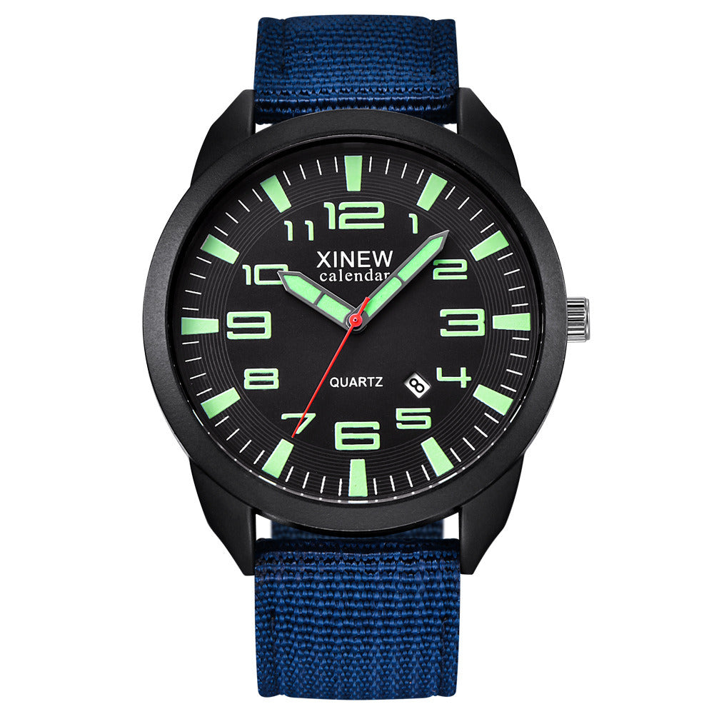 Men's Watch Nylon Strap Sports Watch Calendar Quartz Watch