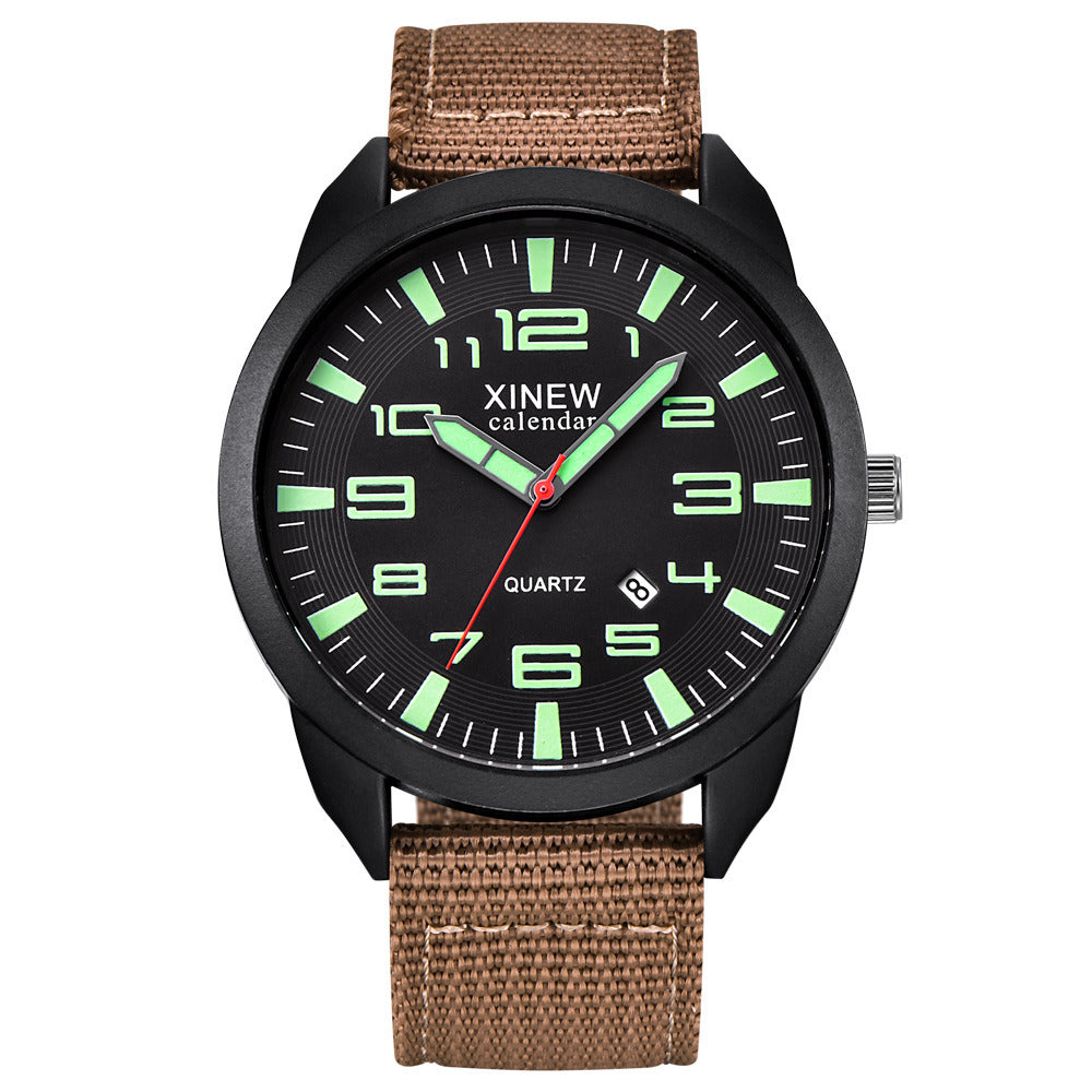 Men's Watch Nylon Strap Sports Watch Calendar Quartz Watch