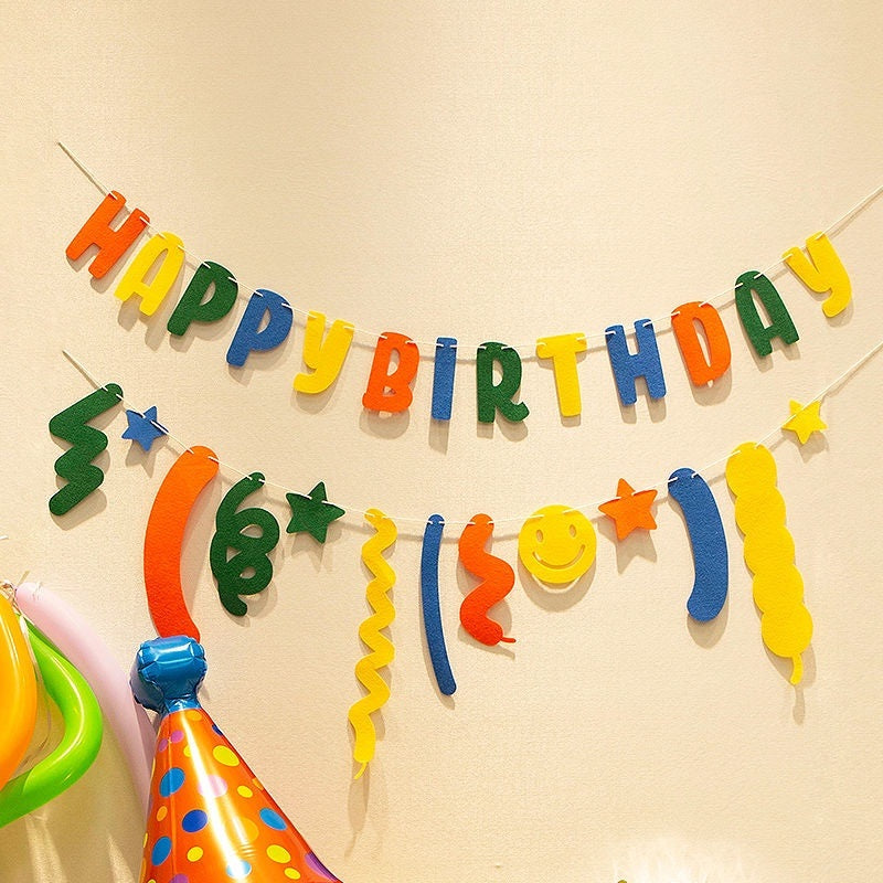 1 SET Ins Korean Style Macaron Alphabet Happy Birthday Banner Party Decoration