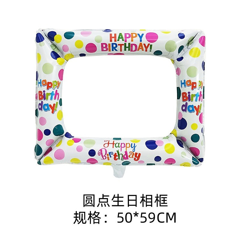 50*59cm 1pcs Birthday Photo Frame Aluminum Film Inflatable Balloon Birthday Party Photo Background