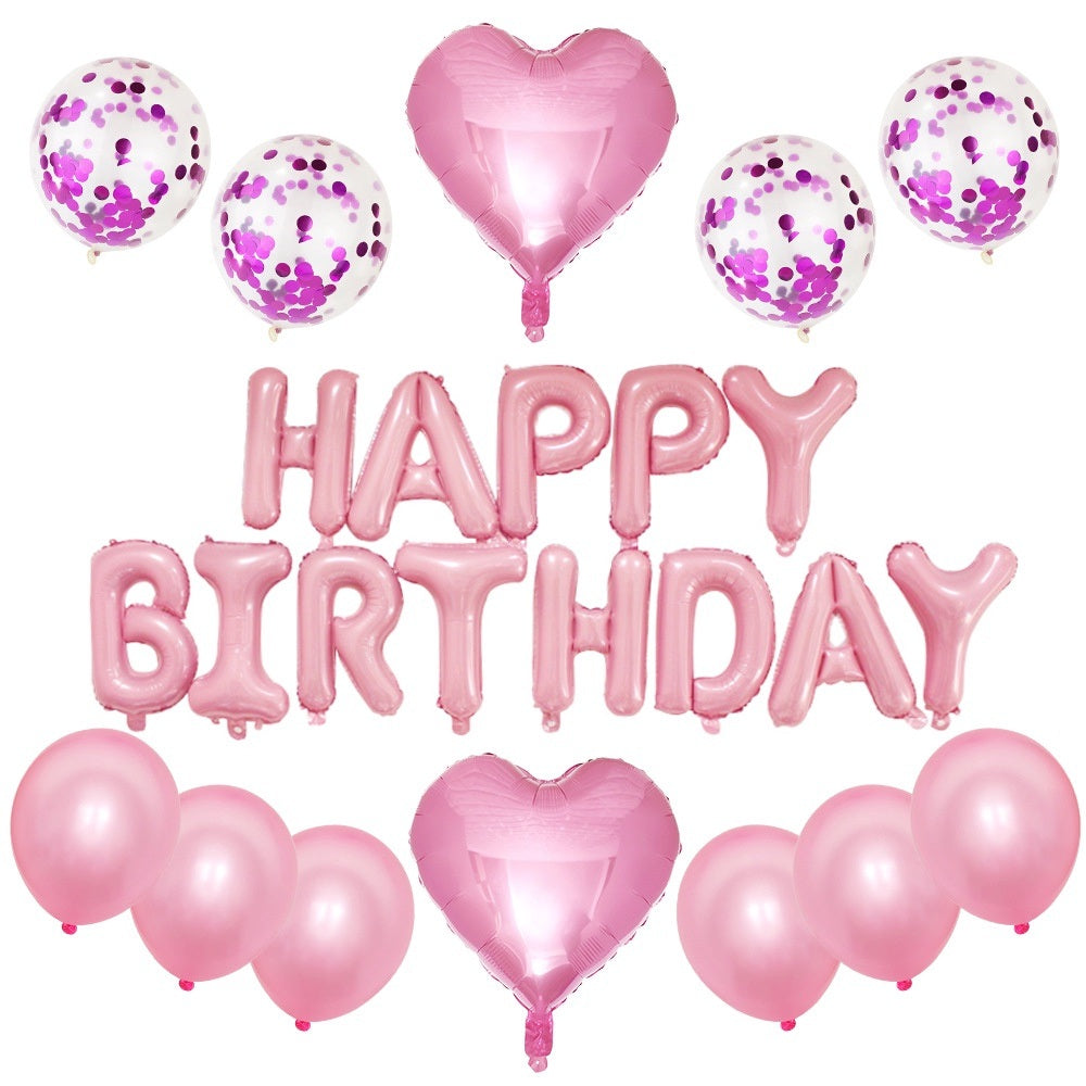 1 SET Children's Party Decoration Supplies Aluminum Film Balloon Sequins Latex Balloon Set