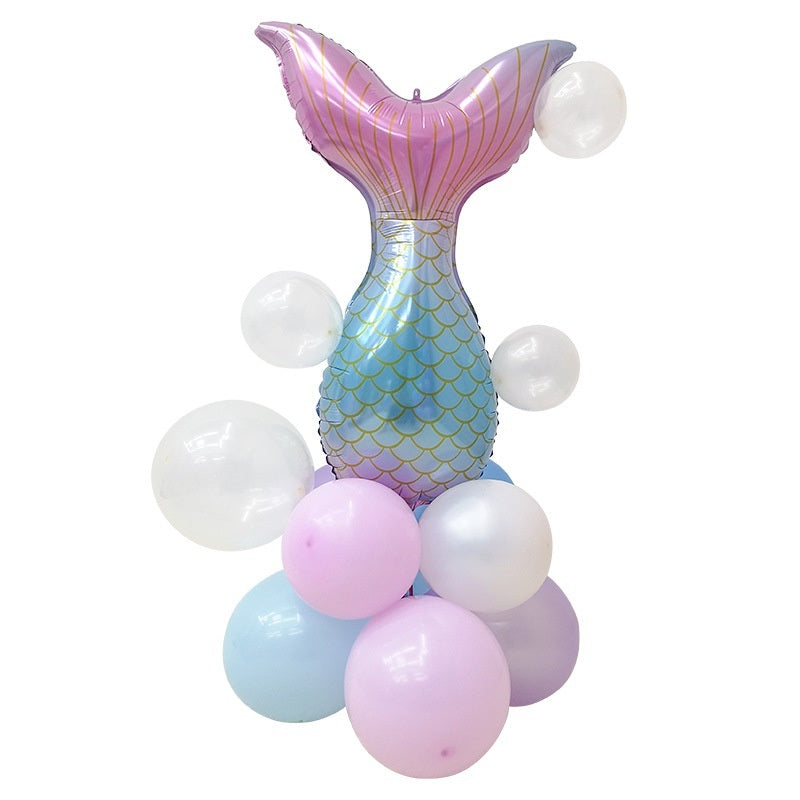 1 SET (Ready Stock) Mermaid column balloon Mermaid Tail Part Foil Balloon Set 9PCS