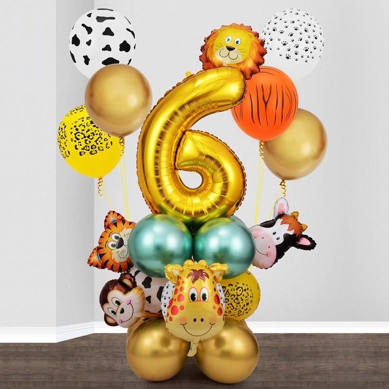 1 SET New Forest Animal Party Set Balloon Digital Combination Aluminum Mold Balloon Column Birthday Decoration