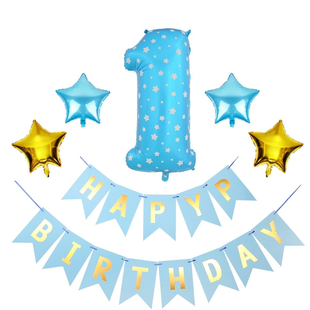 1 SET 1st Happy Birthday Confetti Balloons Foil Number Balloons First Baby Boy Girl Party Decorations My 1 Year Supplies